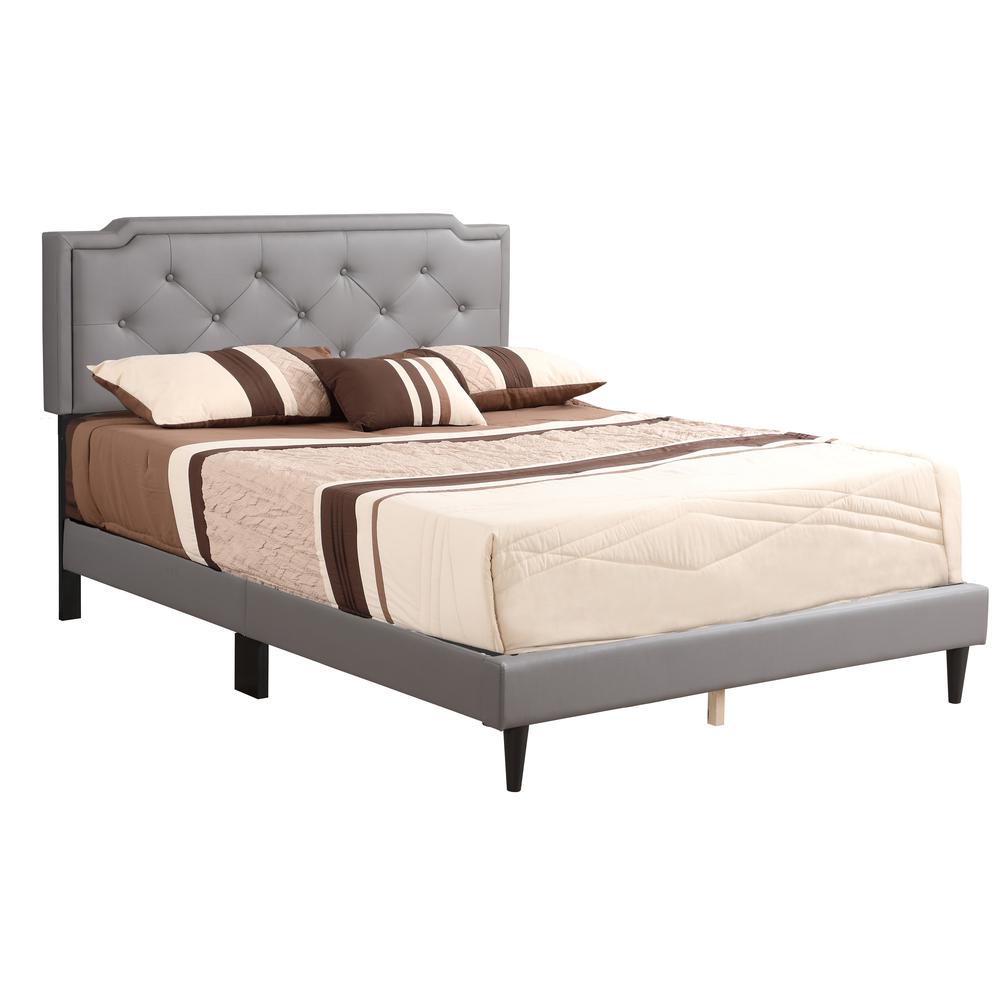 Deb Light Grey Adjustable Queen Panel Bed. Picture 1