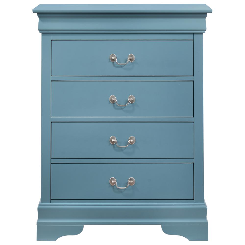 Louis Phillipe Teal 4 Drawer Chest of Drawers (31 in L. X 16 in W. X 41 in H.). Picture 2