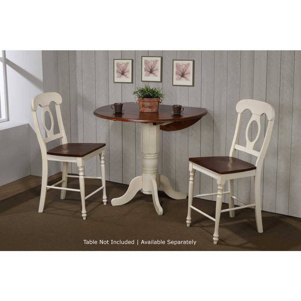 43 in. White with Chestnut Brown High Back Wood Frame 24 in. Bar Stool (Set of 2). Picture 5