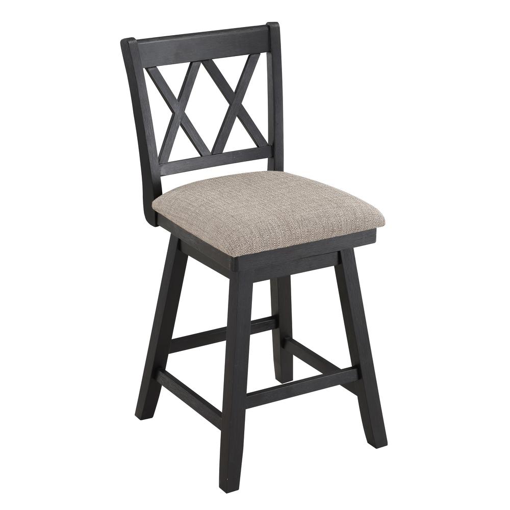 SH XX 37.5 in. Black High Back Wood 24 in. Bar Stool. Picture 2
