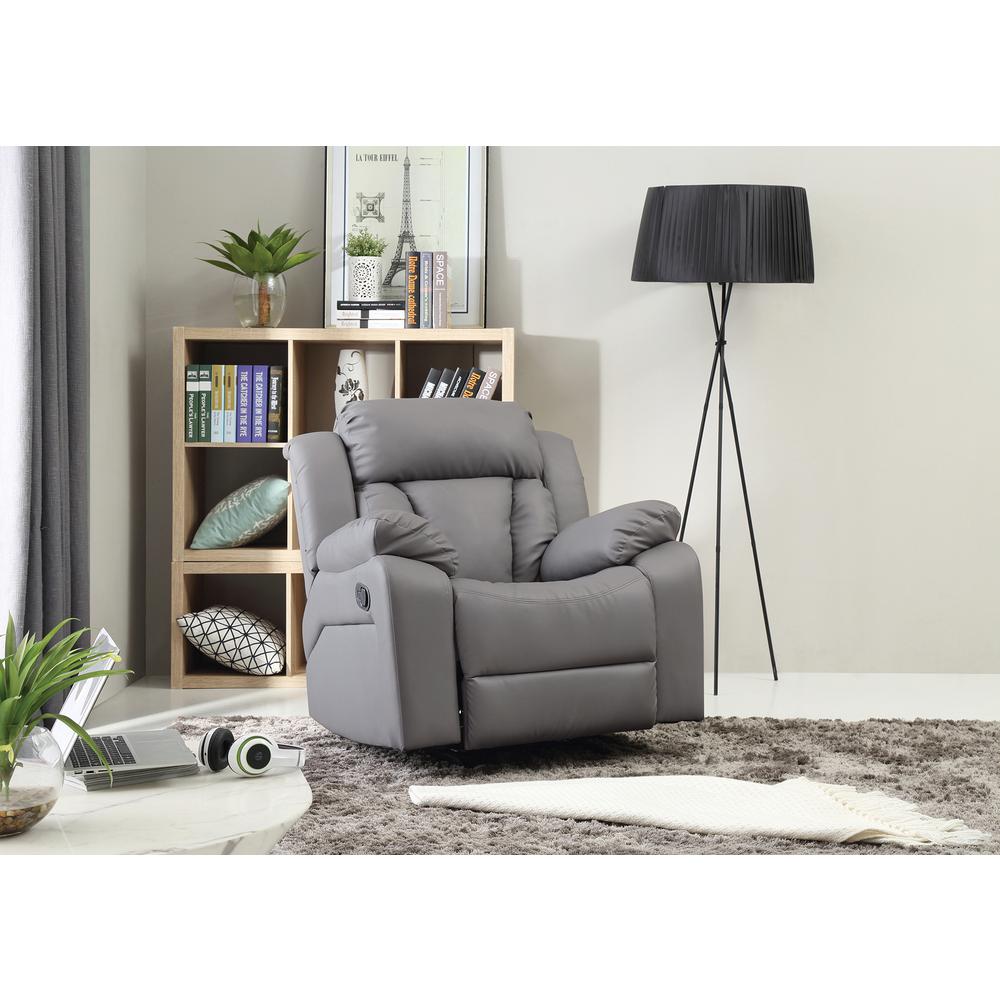 Daria Gray Faux Leather Upholstery Reclining Chair. Picture 5