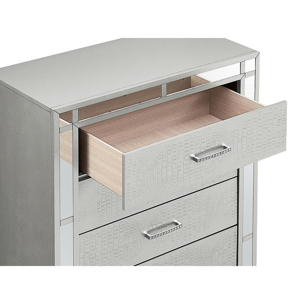 Madison Silver Champagne 5-Drawer Chest of Drawers (33 in. L X 17 in. W X 49 in. H). Picture 3