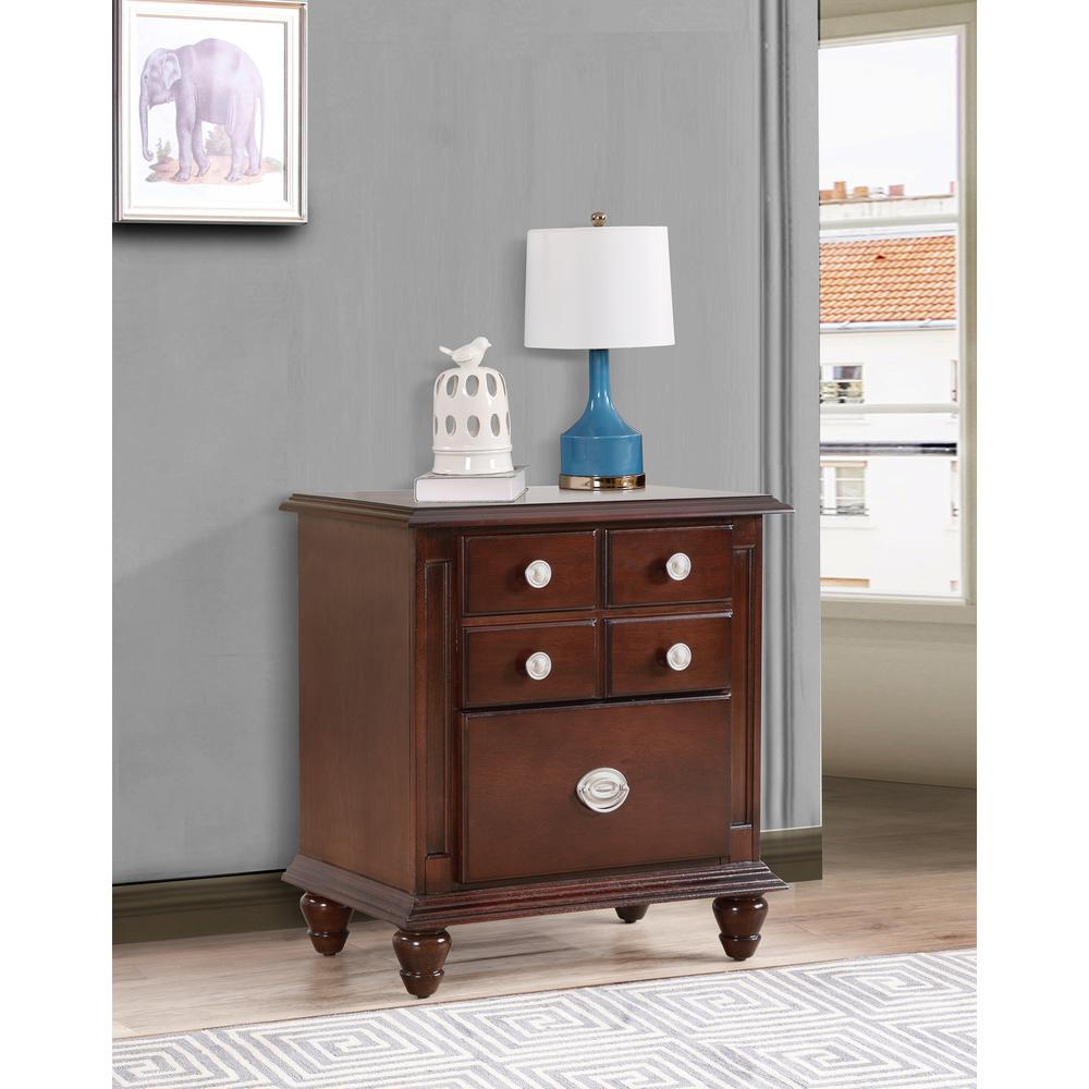 Summit 5-Drawer Cappuccino Nightstand (27 in. H x 16 in. W x 24 in. D). Picture 5