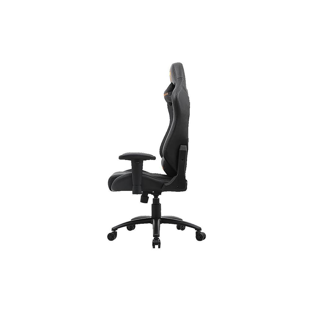 Black Breathable PVC Leather Gaming Chair with Ergonomic Adjustable Armrest. Picture 4
