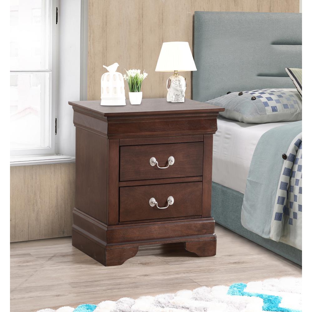 Louis Philippe 2-Drawer Cappuccino Nightstand (24 in. H X 21 in. W X 16 in. D). Picture 5