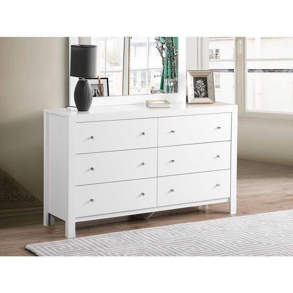 Burlington 6-Drawer White Double Dresser (34 in. X 17 in. X 58 in.). Picture 7