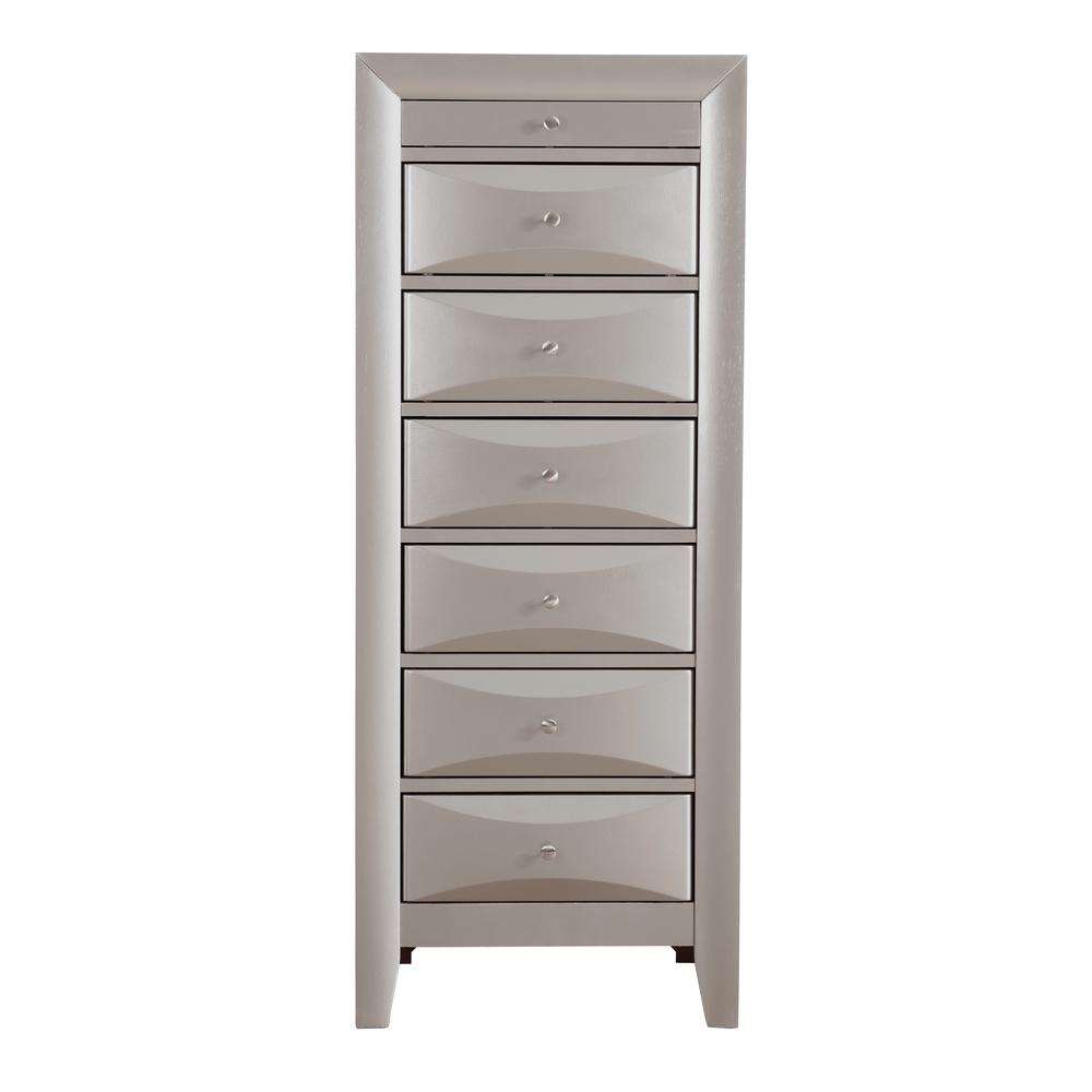 Marilla Silver Champagne 7-Drawer Chest of Drawers (23 in. L X 17 in. W X 58 in. H). Picture 1