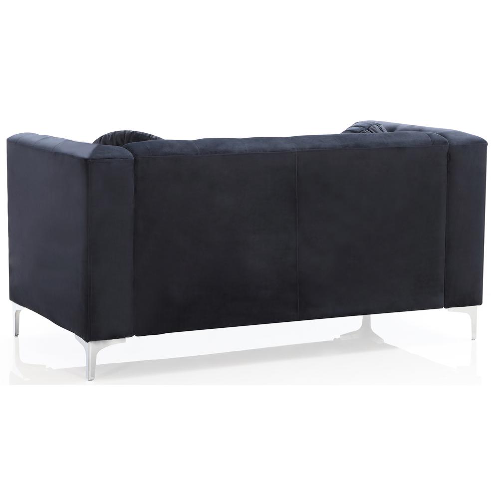 Pompano 62 in. Black Tufted Velvet 2-Seater Sofa with 2-Throw Pillow. Picture 3