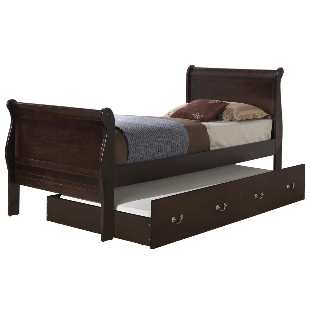 Louis Philippe Cappuccino Twin Trundle Bed with Trundle. Picture 1