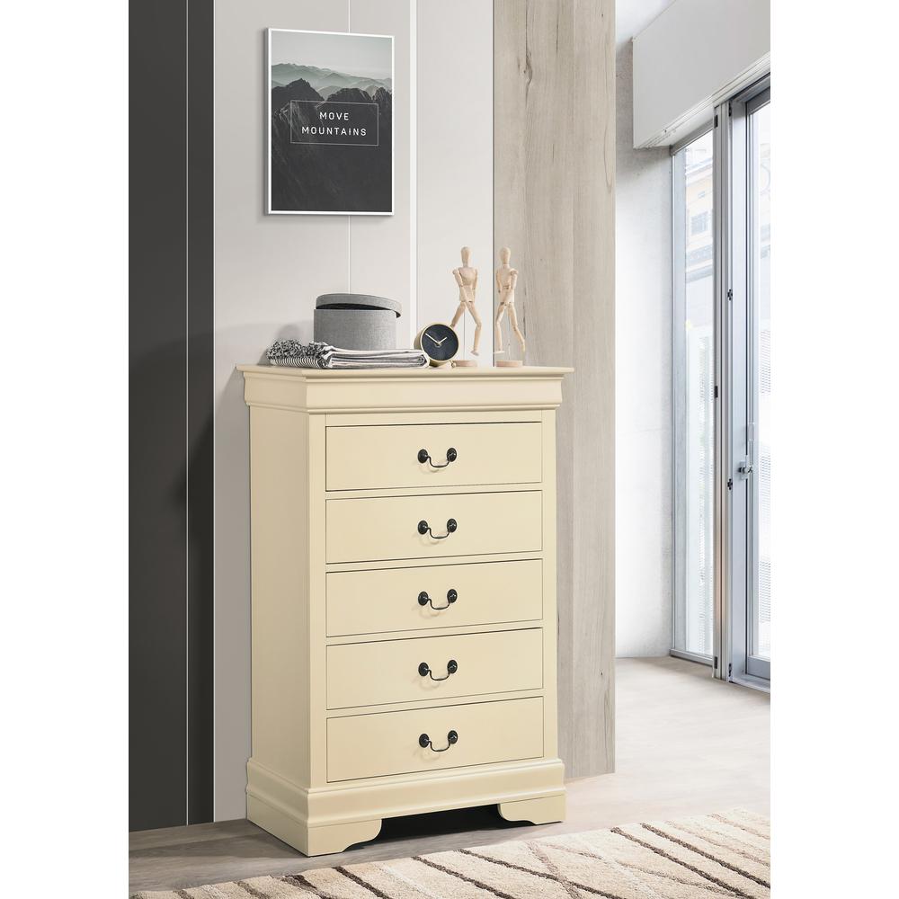 Louis Phillipe II Beige 5 Drawer Chest of Drawers (31 in L. X 16 in W. X 48 in H.). Picture 5