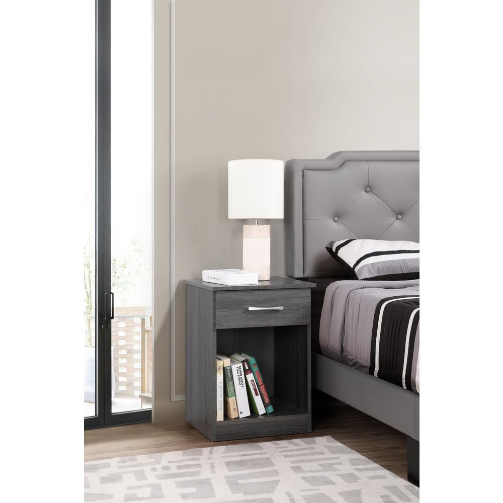 Lindsey 1-Drawer Gray Nightstand (24 in. H x 16 in. W x 18 in. D). Picture 7