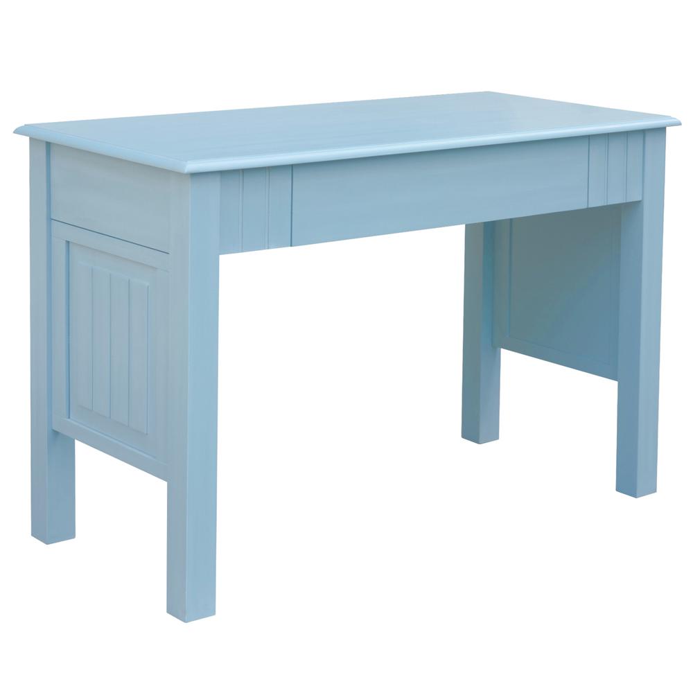 Cool Breeze 46 in. Rectangular Beach Blue Wood 1 Drawer Computer Writing Desk and Chair Set. Picture 3