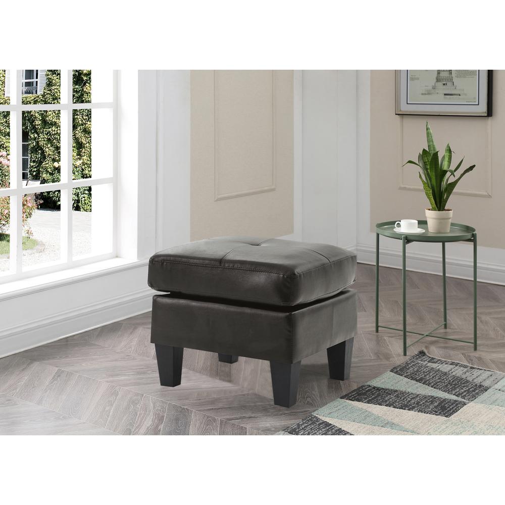 Newbury Black Faux Leather Upholstered Ottoman. Picture 3