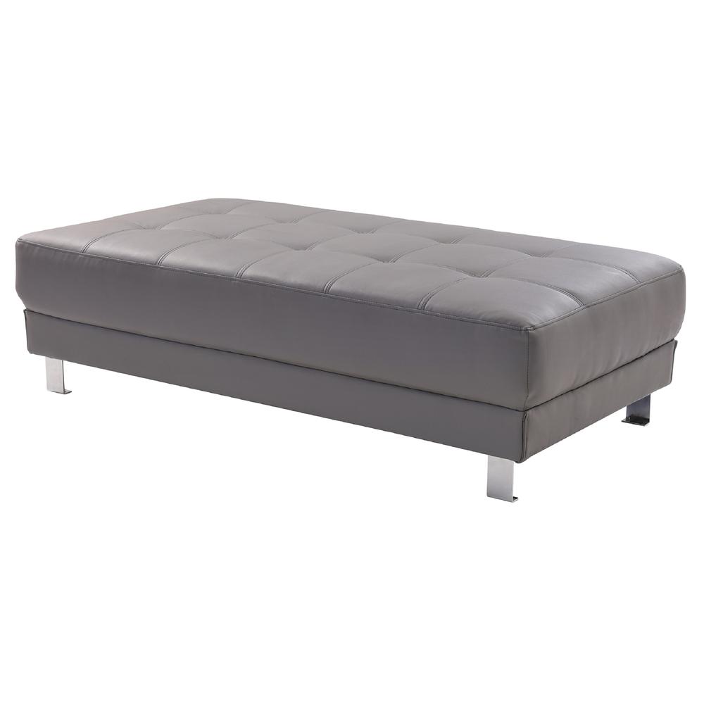 Riveredge Gray Faux Leather Upholstered Ottoman. Picture 1
