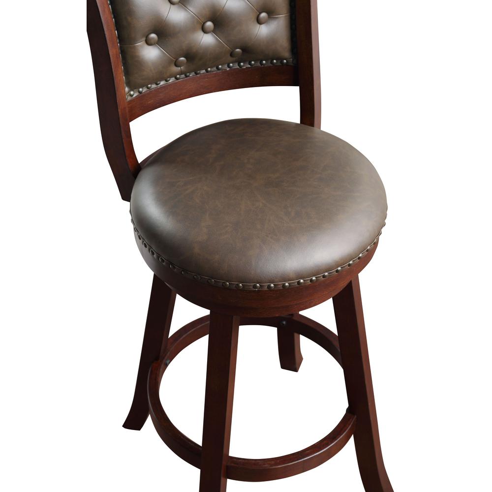 SH Tufted 44.5 in. Mahogany High Back Wood 29 in. Bar Stool. Picture 5