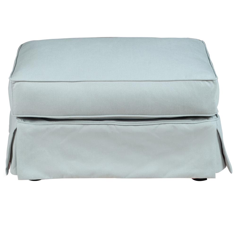 Horizon Aqua Blue Upholstered Pillow Top Ottoman. Picture 1