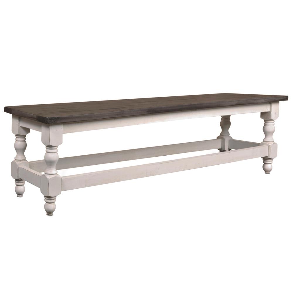 White and Greyish Brown Solid Wood Dining Bench 19 in. X 64 in. X 17 in.. Picture 2