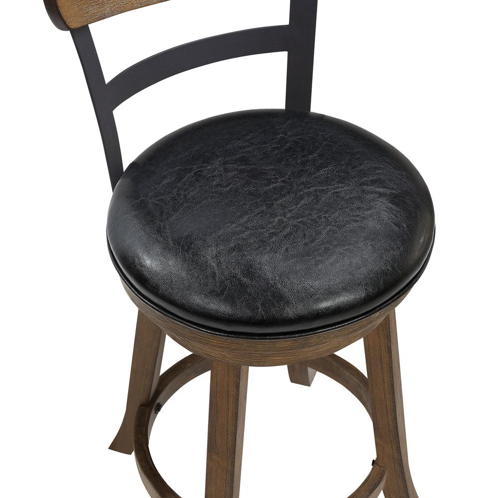 SH 36.5 in. Walnut High Back Wood and Metal 24 in. Bar Stool. Picture 5