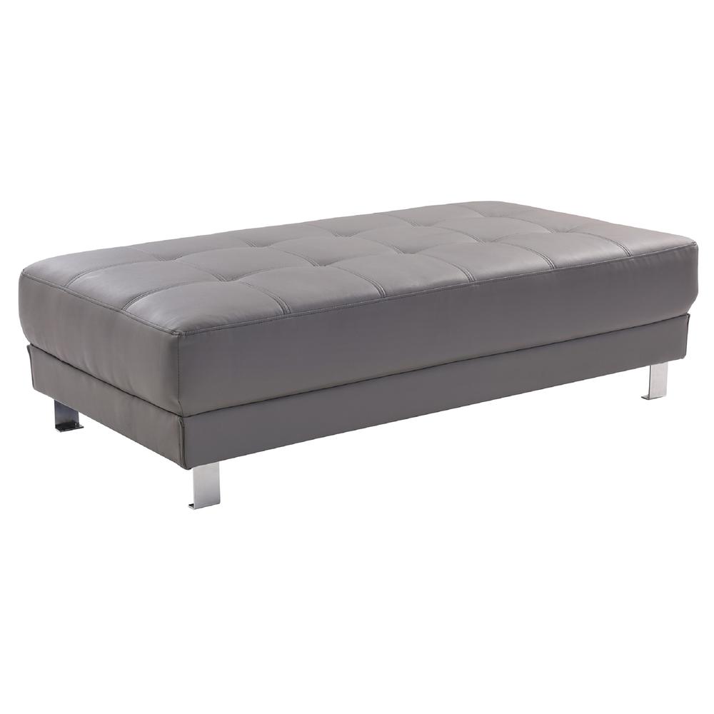 Riveredge Gray Faux Leather Upholstered Ottoman. Picture 2