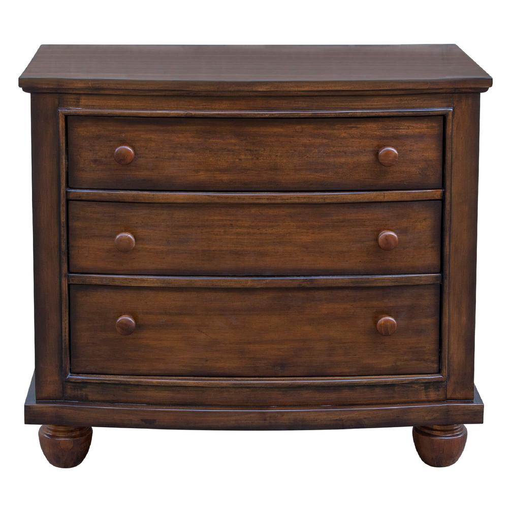 Bahama Shutter Wood 3-Drawer Tropical Walnut Nightstand 30 in. H x 33 in. W x 17 in. D. Picture 1