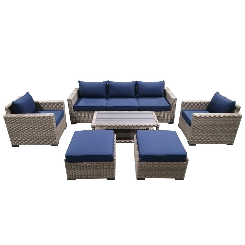8-Piece Outdoor Patio Furniture Set Wicker Rattan Sectional Sofa & Couch with Coffee Table, CS-W13. Picture 1