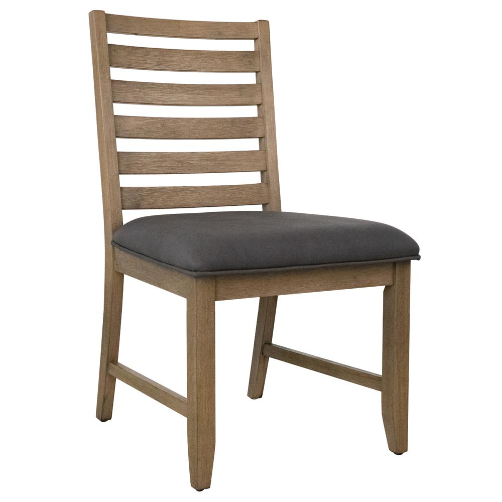 Saunders Desert Brown Upholstered Solid Wood Slat Back Dining Chairs (Set of 2). Picture 2
