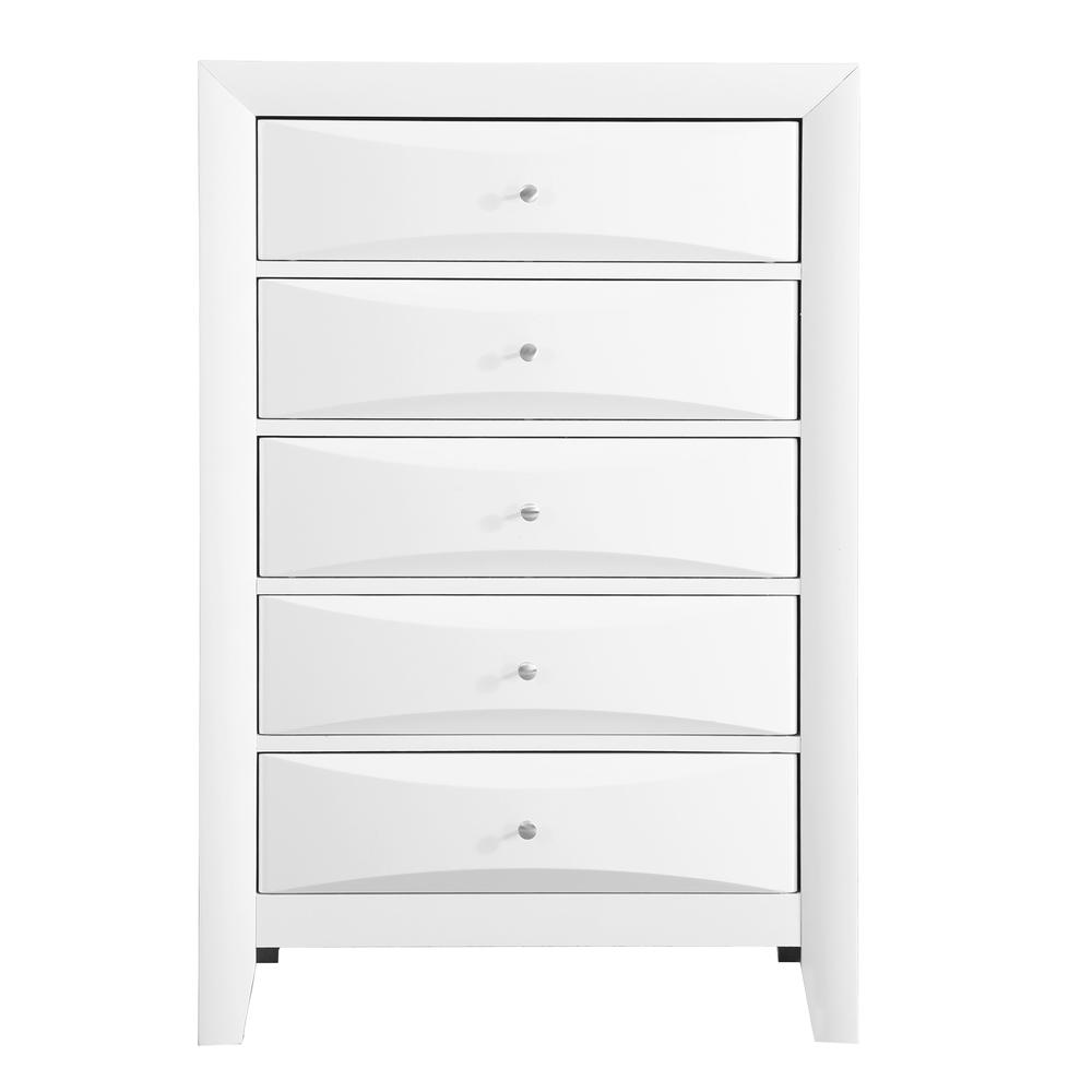 Marilla White 5-Drawer Chest of Drawers (32 in. L X 17 in. W X 48 in. H). Picture 1