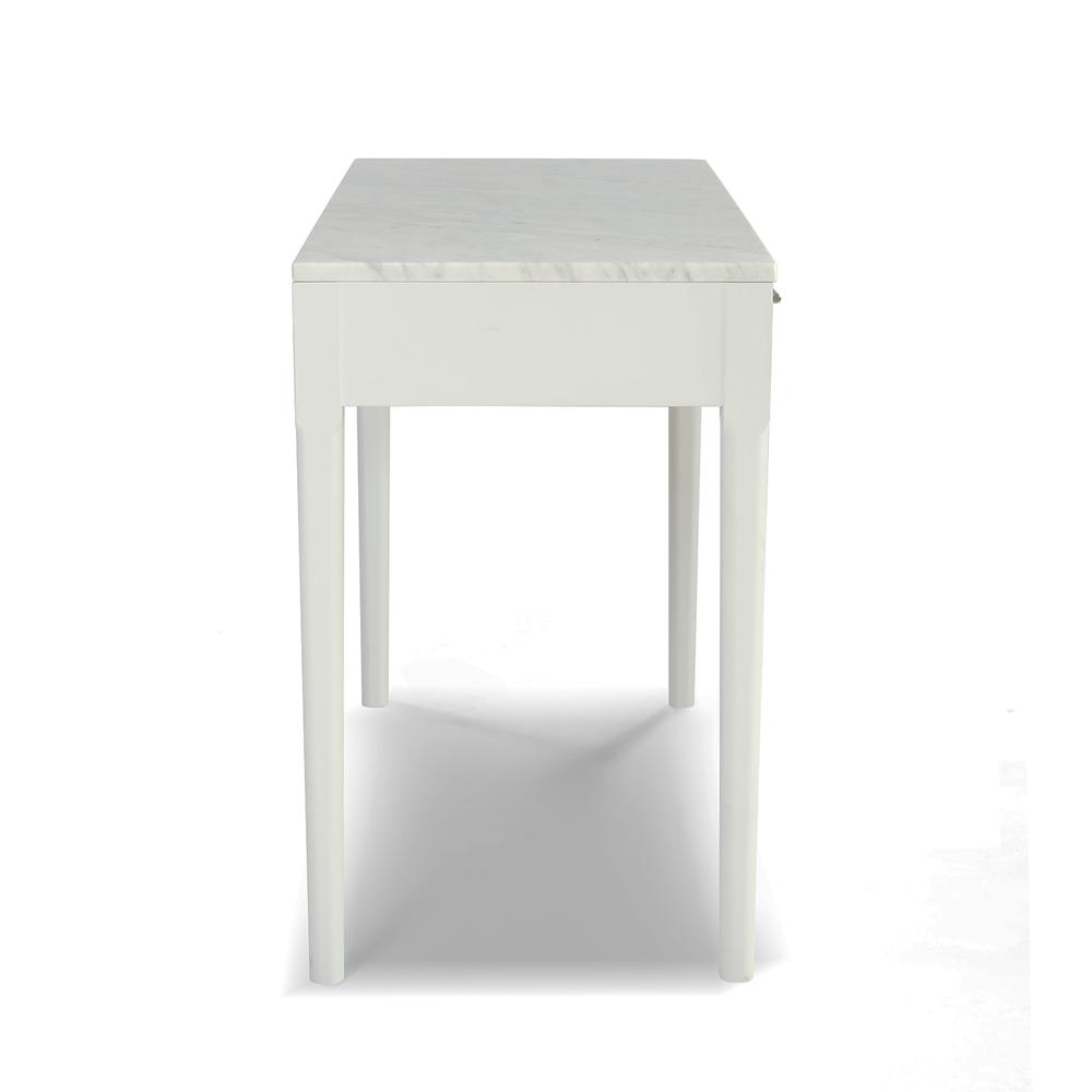 Meno 36" Rectangular Italian Carrara White Marble Console Table with White Legs. Picture 3