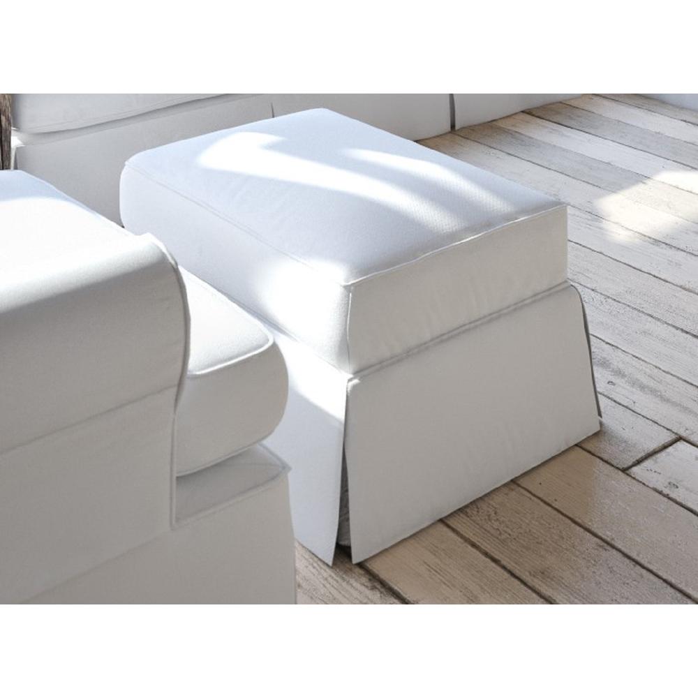 Americana White Upholstered Pillow Top Ottoman. Picture 6