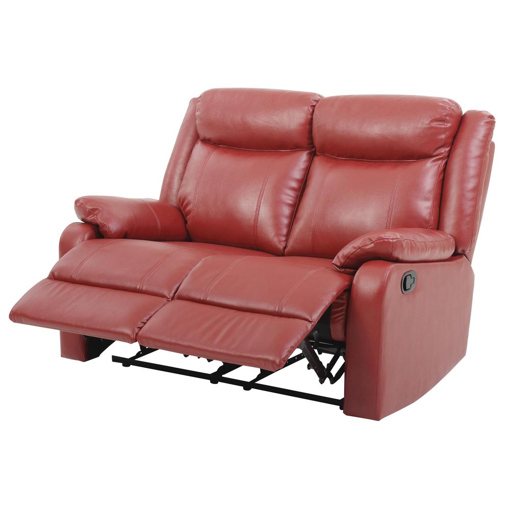 Ward 55 in. Red Faux leather 2-Seater Reclining Sofa with Pillow Top Arm. Picture 2