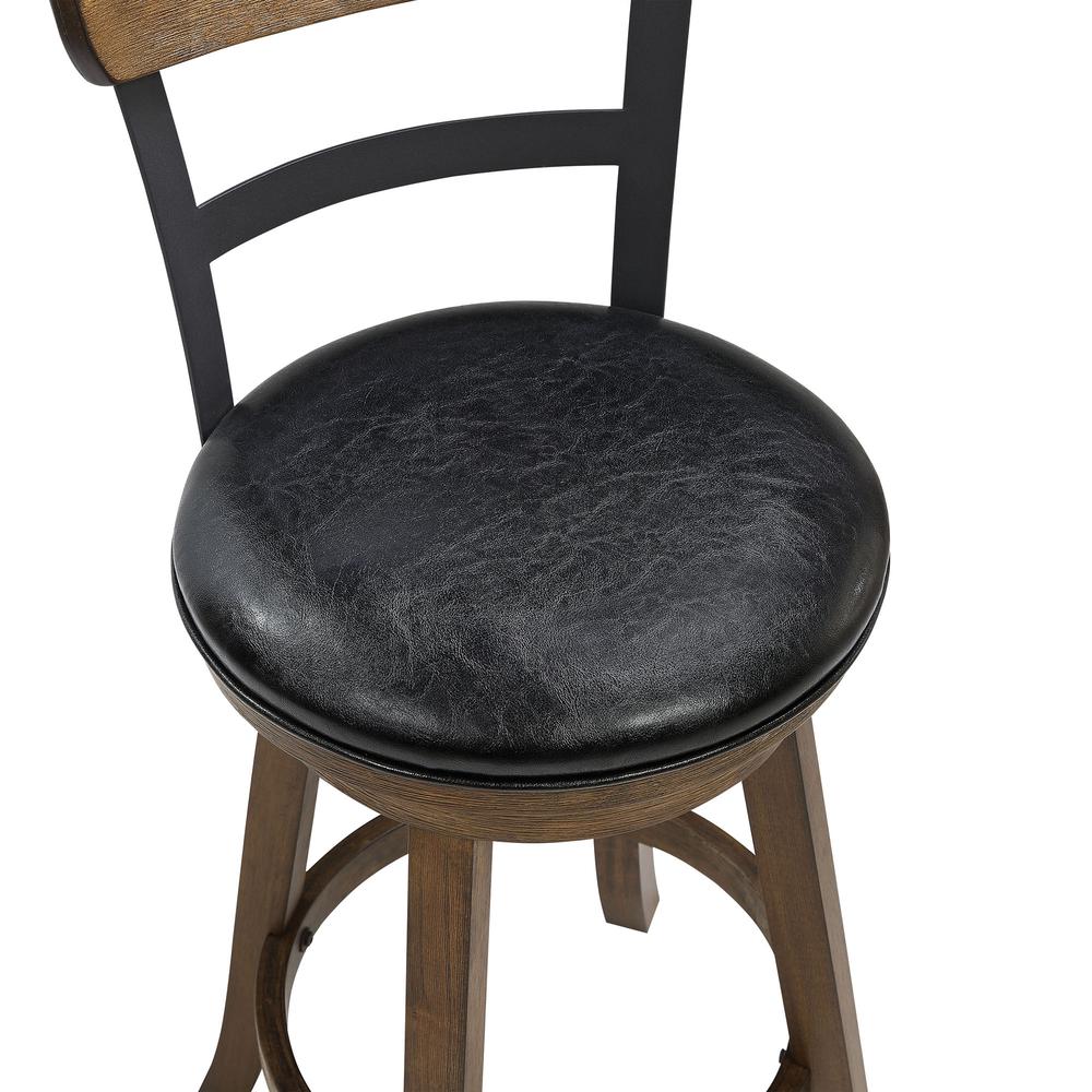 SH 42.5 in. Walnut High Back Wood and Metal 29 in. Bar Stool. Picture 5