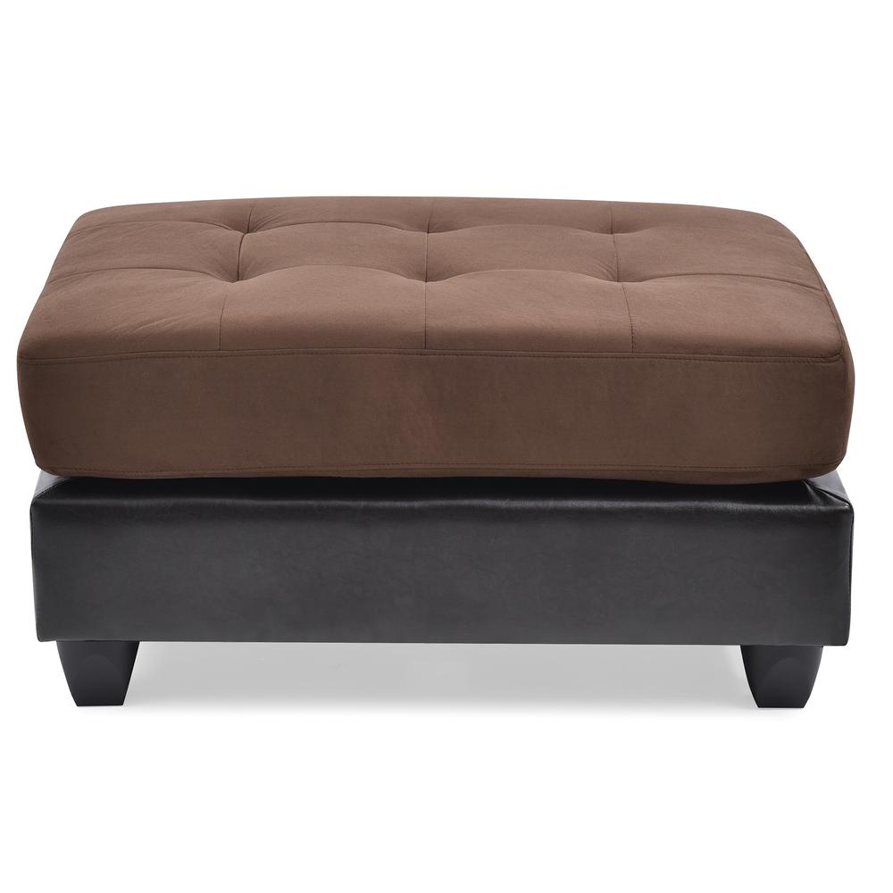 Pounder Chocolate Faux Leather Upholstered Ottoman. Picture 1