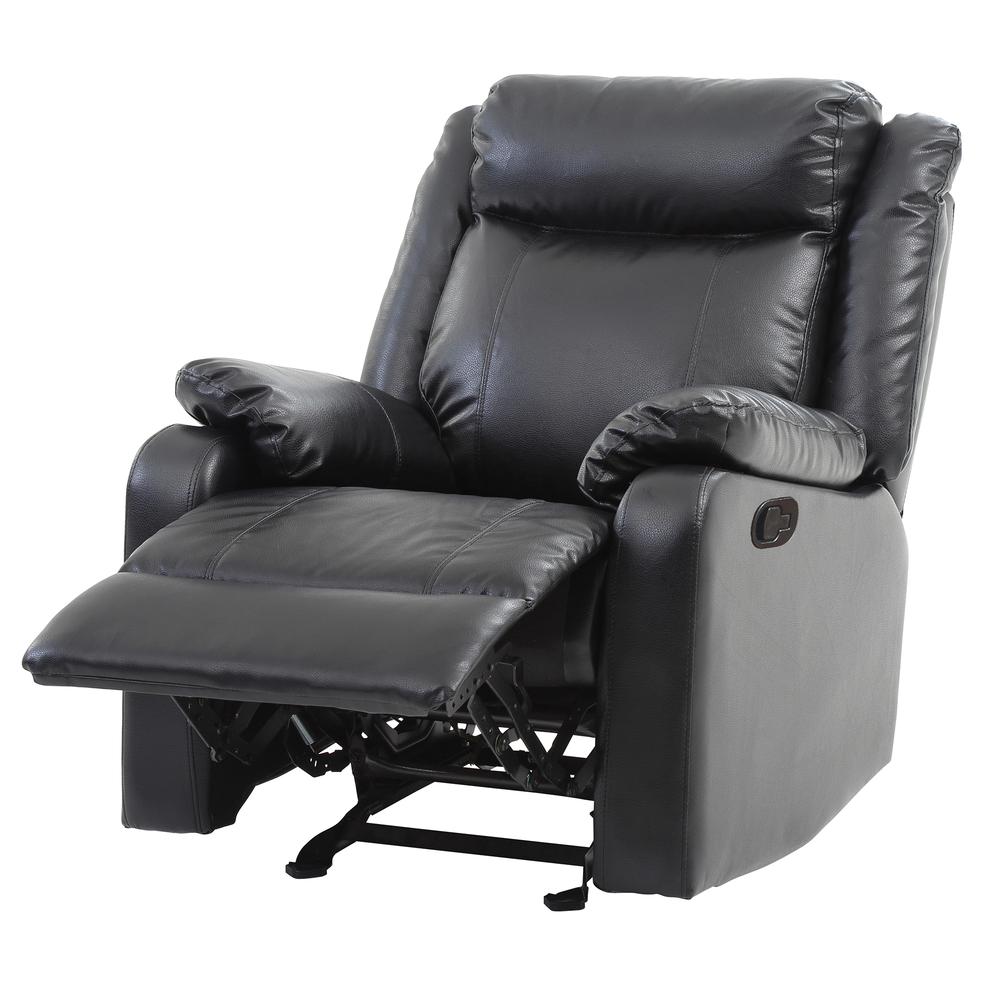 Ward Black Reclining Accent Chair with Pillow Top Arm. Picture 2