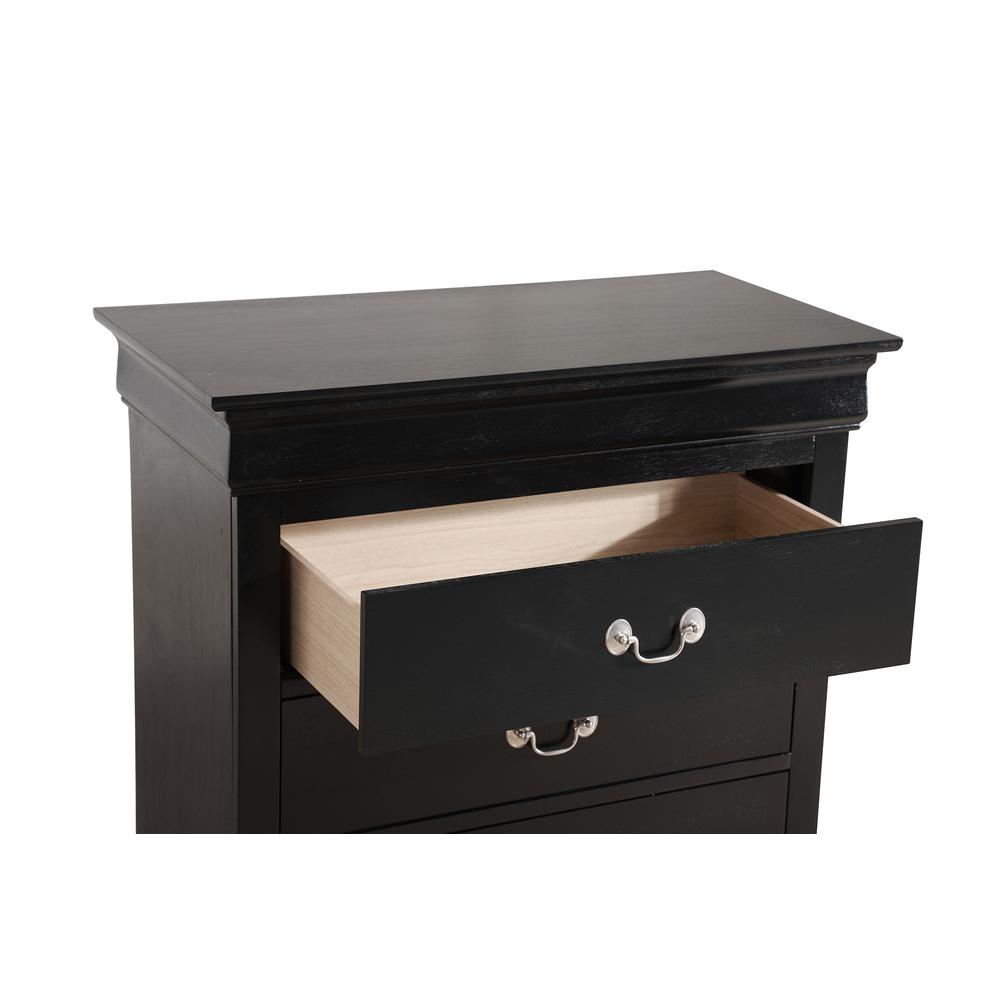 Louis Phillipe II Black 5 Drawer Chest of Drawers (31 in L. X 16 in W. X 48 in H.). Picture 3