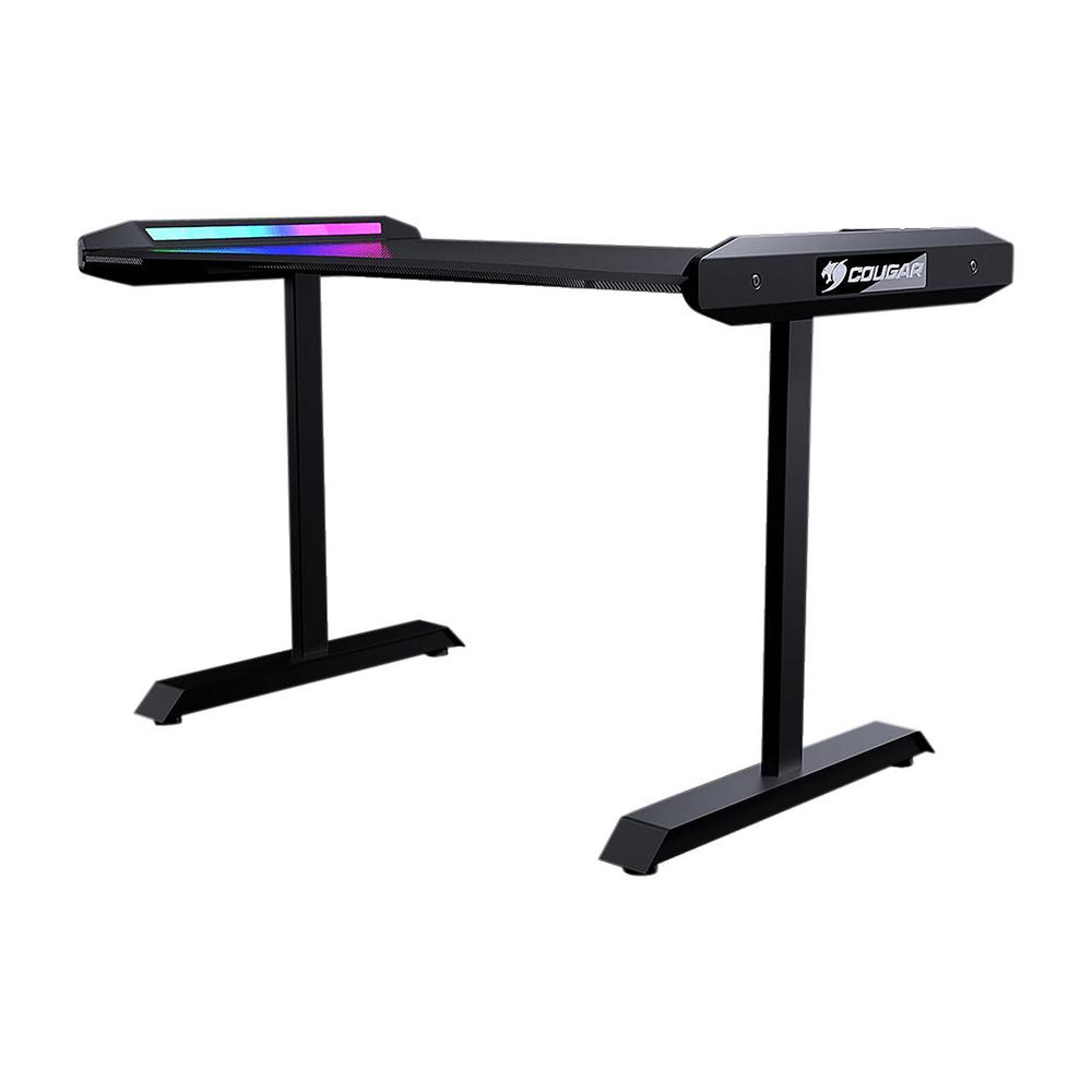 49 in. Black Steel Gaming Computer Desk with Dazzling ARGB Lighting Effects and Ergonomic Design. Picture 2