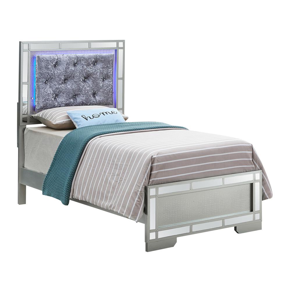 Madison Silver Champagne Twin Panel Beds. Picture 2