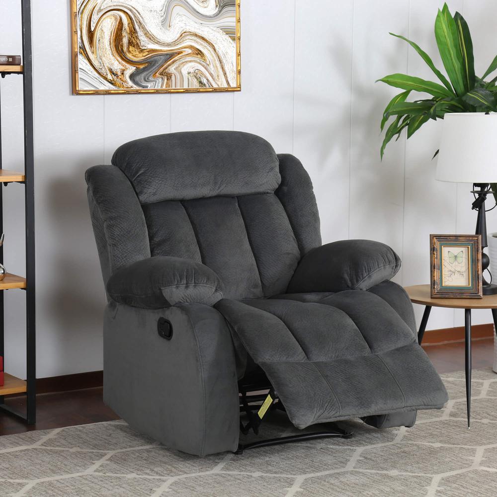 Madison Charcoal Gray with Blue Reclining Chair. Picture 4