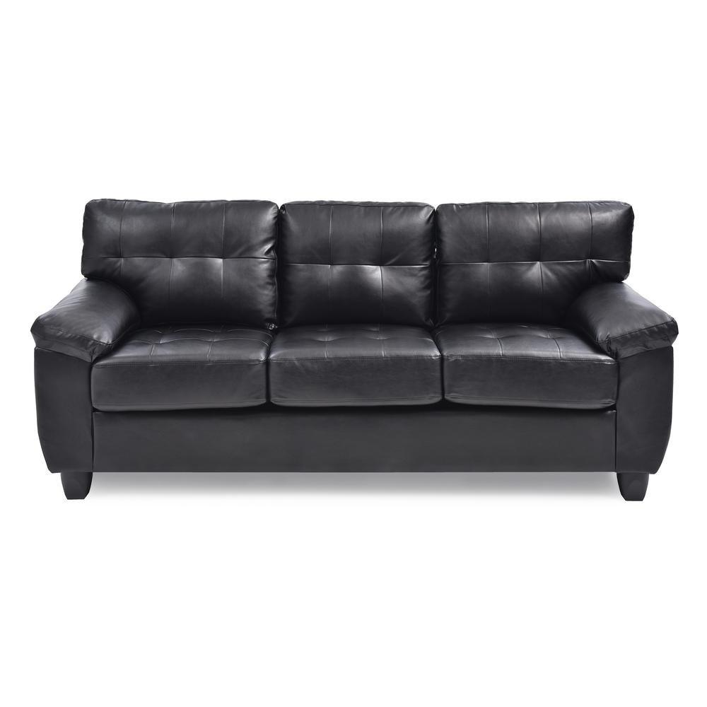 Gallant 78 in. W Flared Arm Faux Leather Straight Sofa in Black. Picture 1