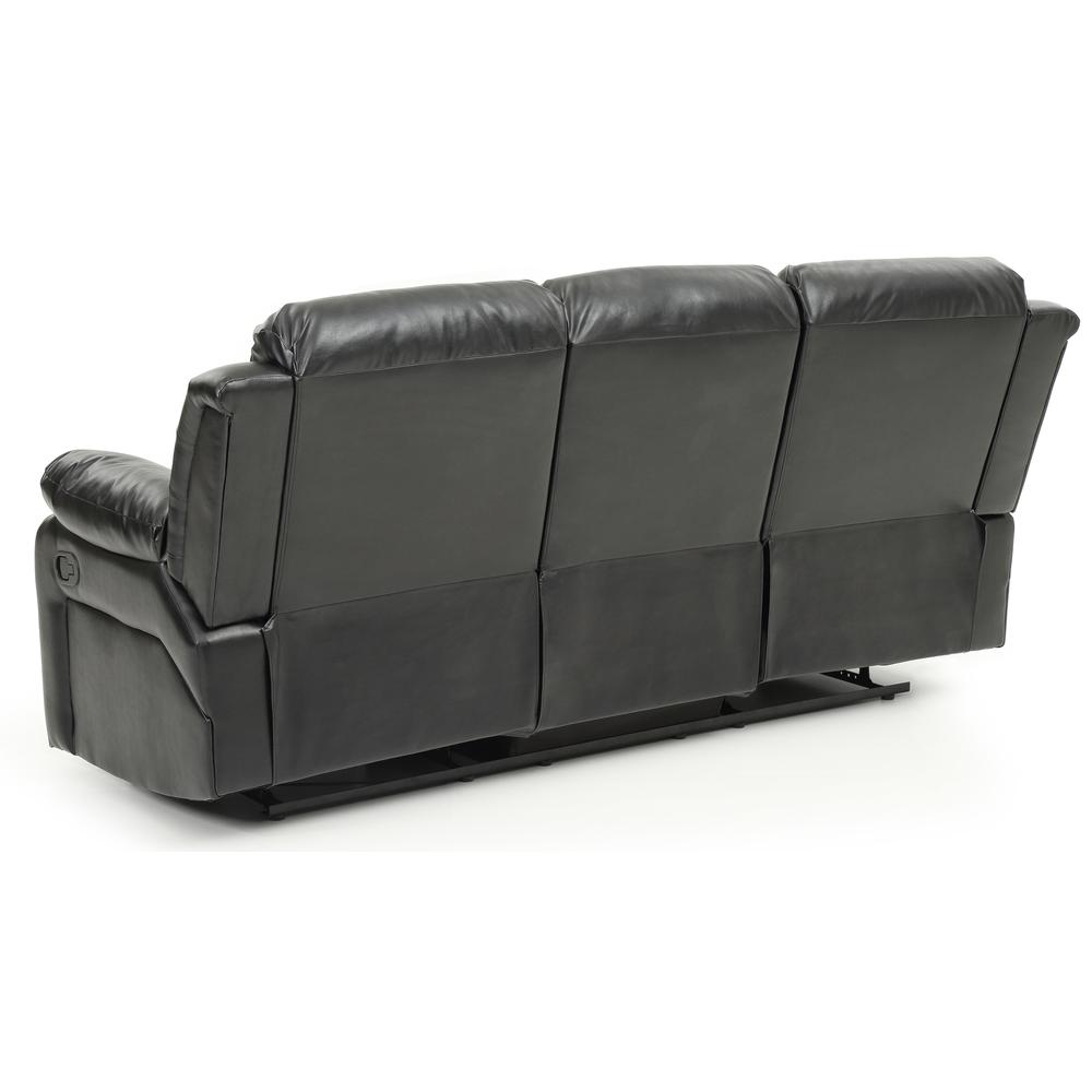 Daria 85 in. W Flared Arm Faux Leather Straight Reclining Sofa in Black. Picture 4