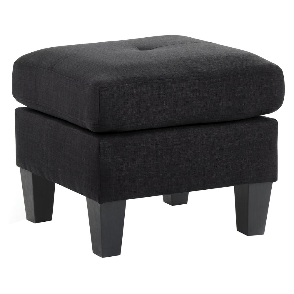 Newbury Black Polyester Upholstered Ottoman. Picture 2