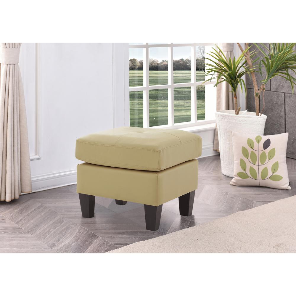 Newbury Beige Faux Leather Upholstered Ottoman. Picture 3
