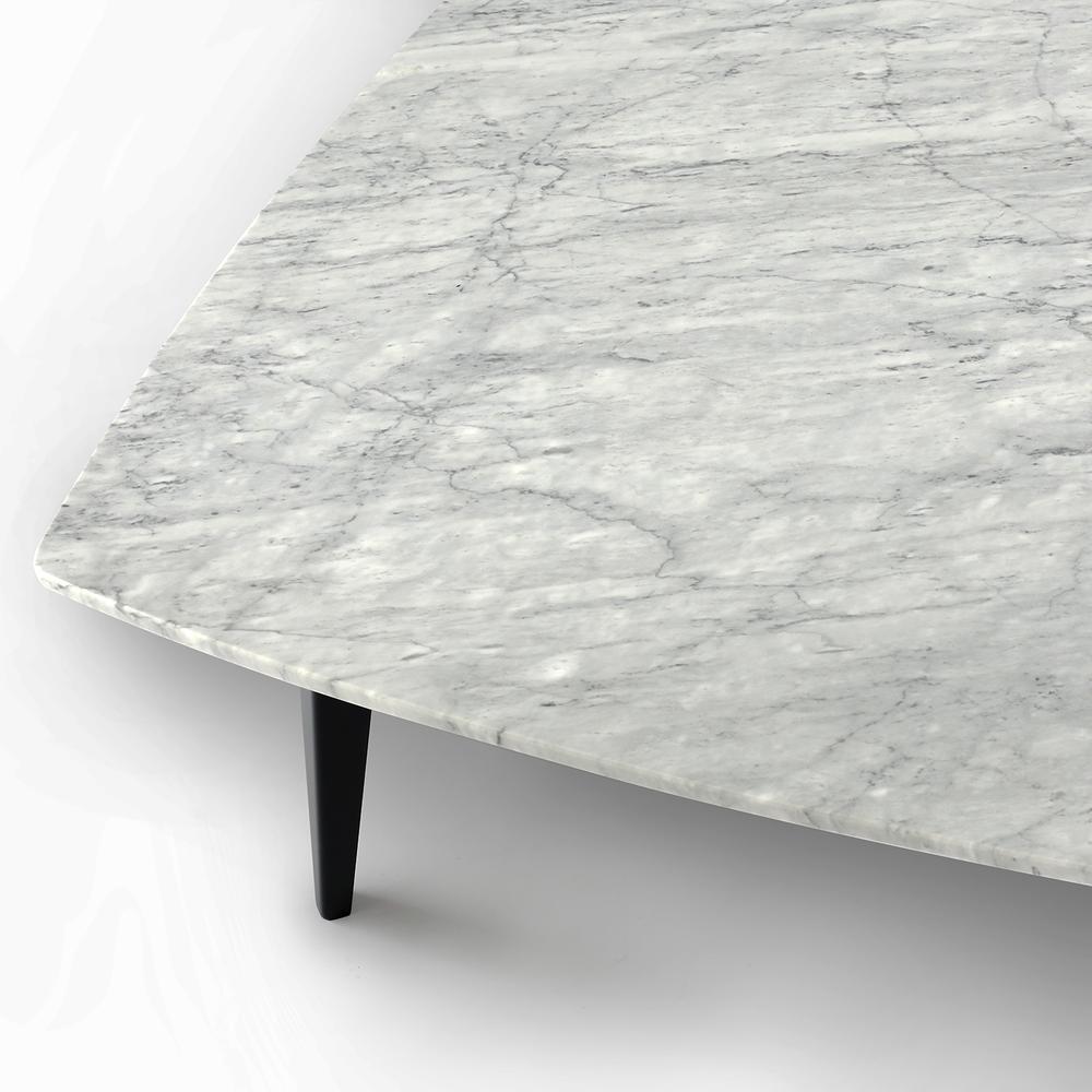 Prata 36" Square Italian Carrara White Marble Coffee Table with Metal Legs. Picture 5