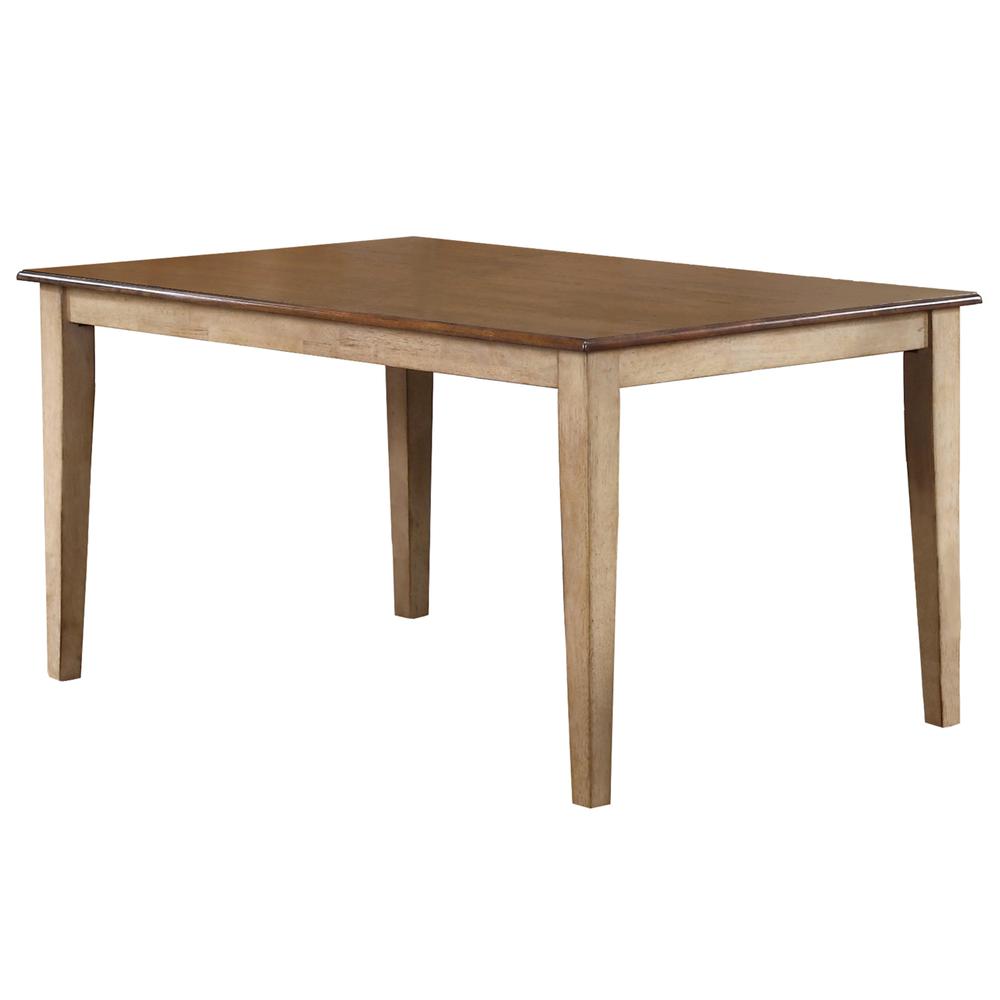 60 in. Rectangle Two Tone Light Creamy Wheat Wood Dining Table (Seats 7). Picture 1