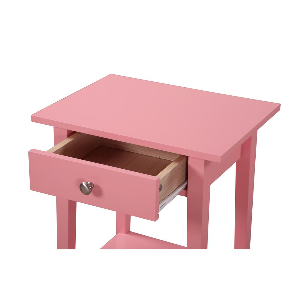 Dalton 1-Drawer Pink Nightstand (28 in. H x 14 in. W x 18 in. D). Picture 3
