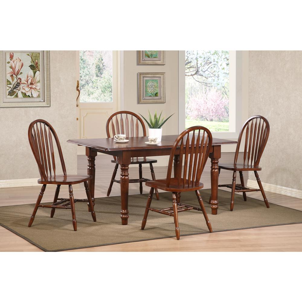 Andrews Malaysian Oak Wood Distressed Chestnut Brown Side Chair (Set of 2). Picture 5