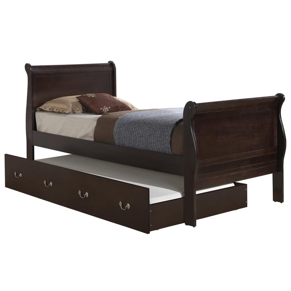 Louis Philippe Cappuccino Twin Trundle Bed with Trundle. Picture 2