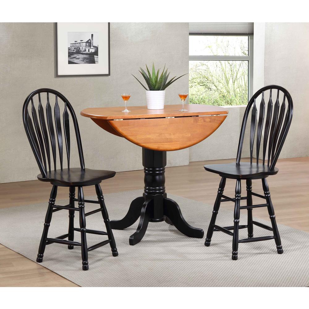 42 in. Round Black with Cherry Top Solid Wood Pub Dining Table (Seats 6). Picture 5