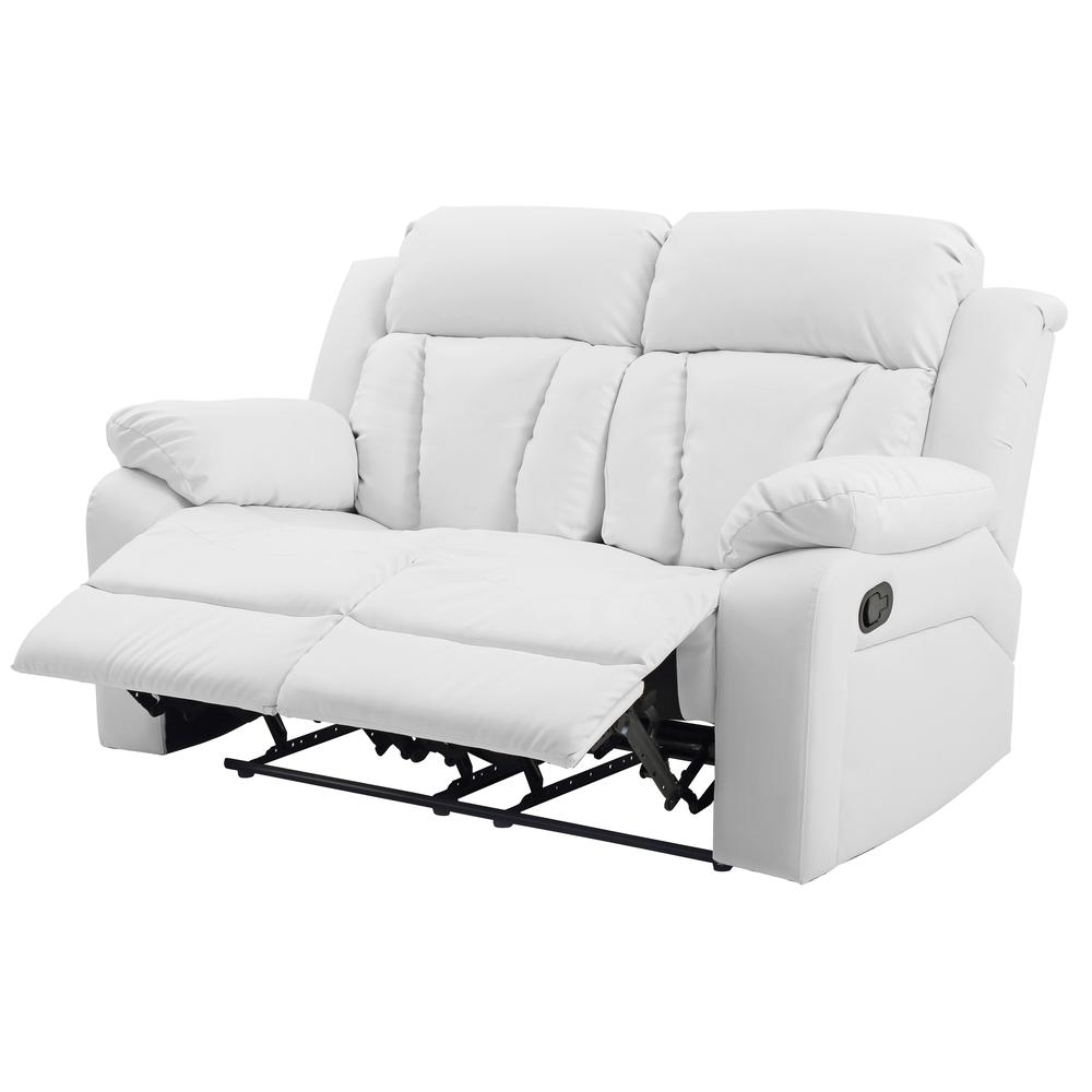 Daria 62 in. W Flared Arm Faux Leather Straight Reclining Sofa in White. Picture 3