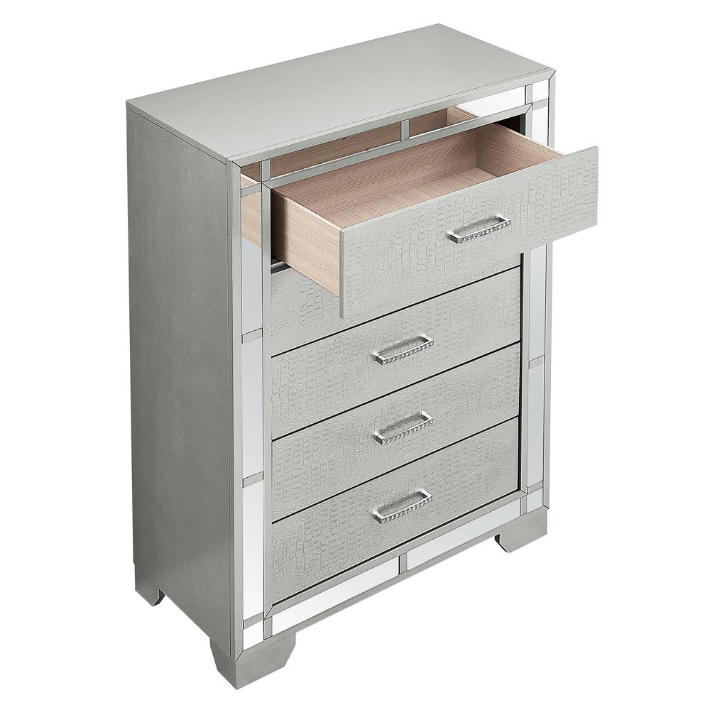 Madison Silver Champagne 5-Drawer Chest of Drawers (33 in. L X 17 in. W X 49 in. H). Picture 4