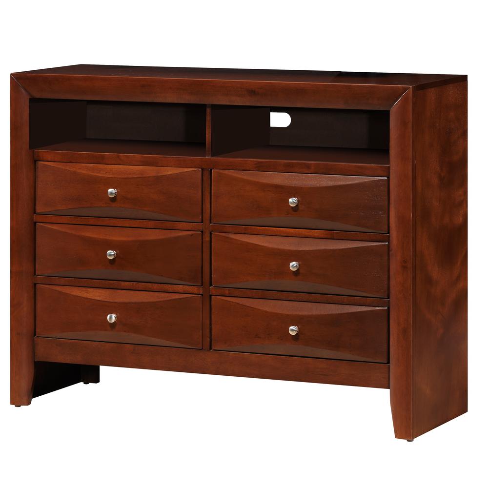 Marilla Cherry 6-Drawer Chest of Drawers (47 in. L X 17 in. W X 37 in. H). Picture 1